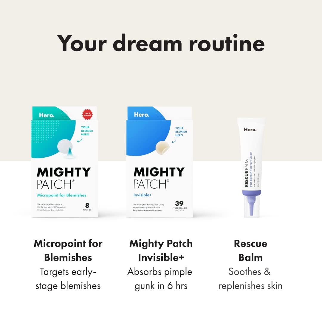 Mighty Patch™ Invisible+ Patch – The Barely-There Daytime Hydrocolloid Acne Pimple Patch for Covering Zits and Blemishes, Tapered Edges Designed to Blend Into Skin (72ct)