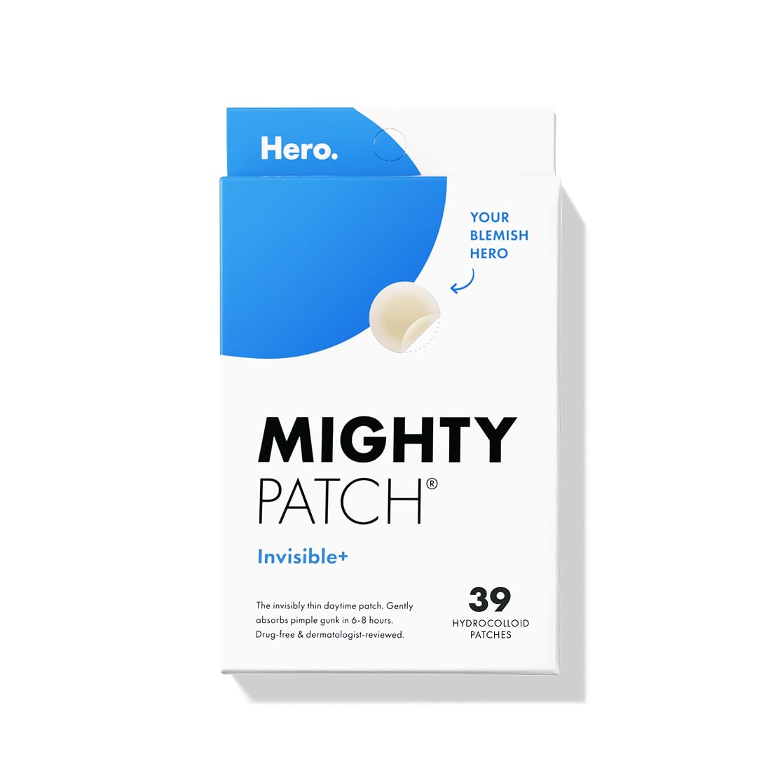 Mighty Patch™ Invisible+ Patch – The Barely-There Daytime Hydrocolloid Acne Pimple Patch for Covering Zits and Blemishes, Tapered Edges Designed to Blend Into Skin (72ct)