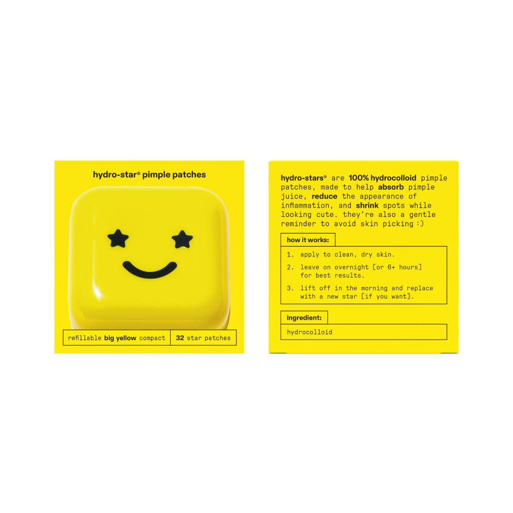 Starface Hydro-Star + Salicylic Acid Pimple Patches and Big Blue Compact, Helps Shrink and Soothe Deeper Spots, Cute Star Shape, Vegan, 32 count