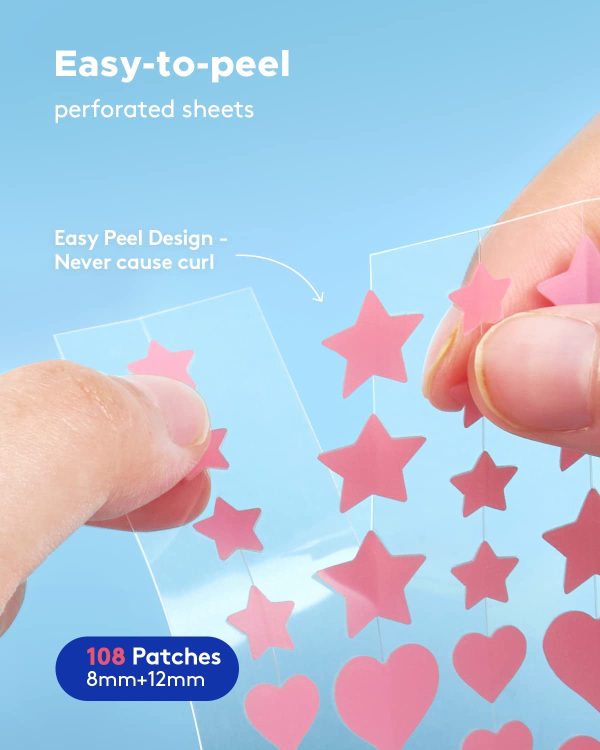 LitBear Acne Patch Pimple Patch, Black Star & Heart Shaped Acne Absorbing Cover Patch, Hydrocolloid Acne Patches For Face Zit Patch Pimple Sticker Acne Dots, Tea Tree Oil + Centella (108 Count)