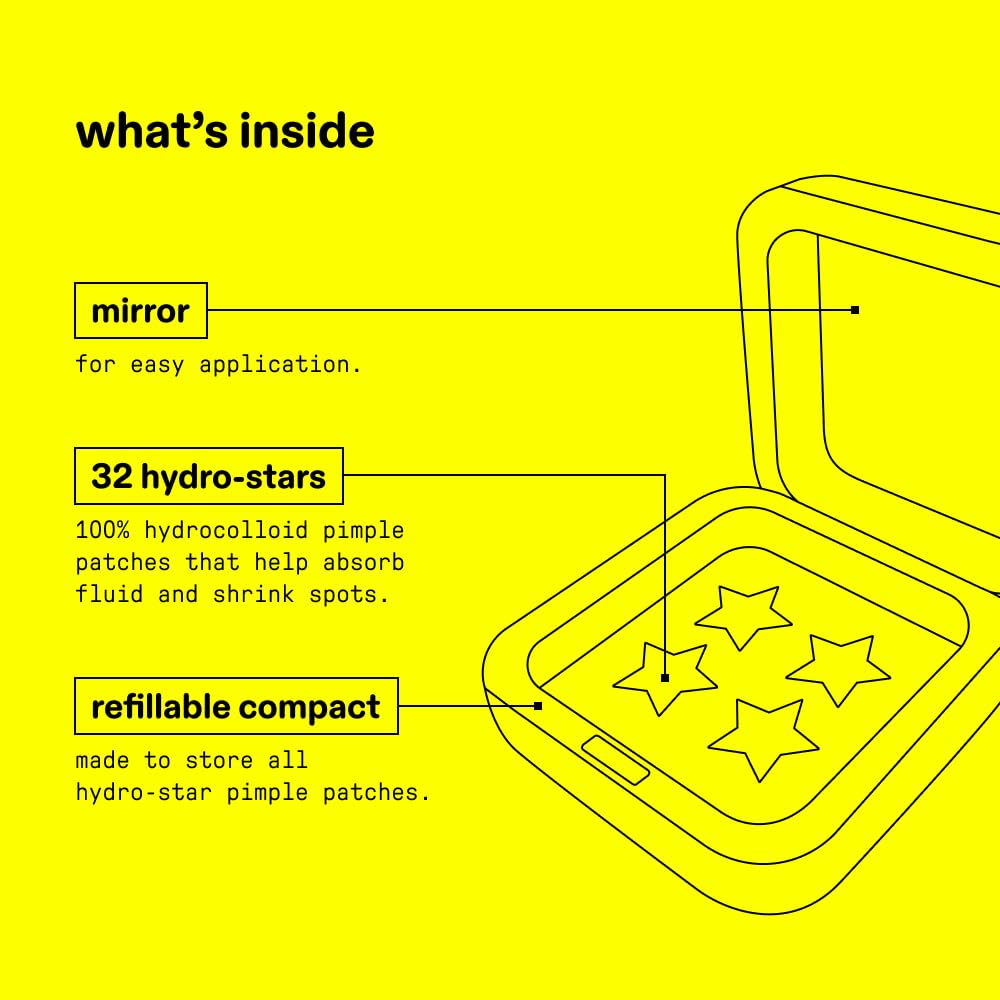 Starface Hydro-Star + Salicylic Acid Pimple Patches and Big Blue Compact, Helps Shrink and Soothe Deeper Spots, Cute Star Shape, Vegan, 32 count