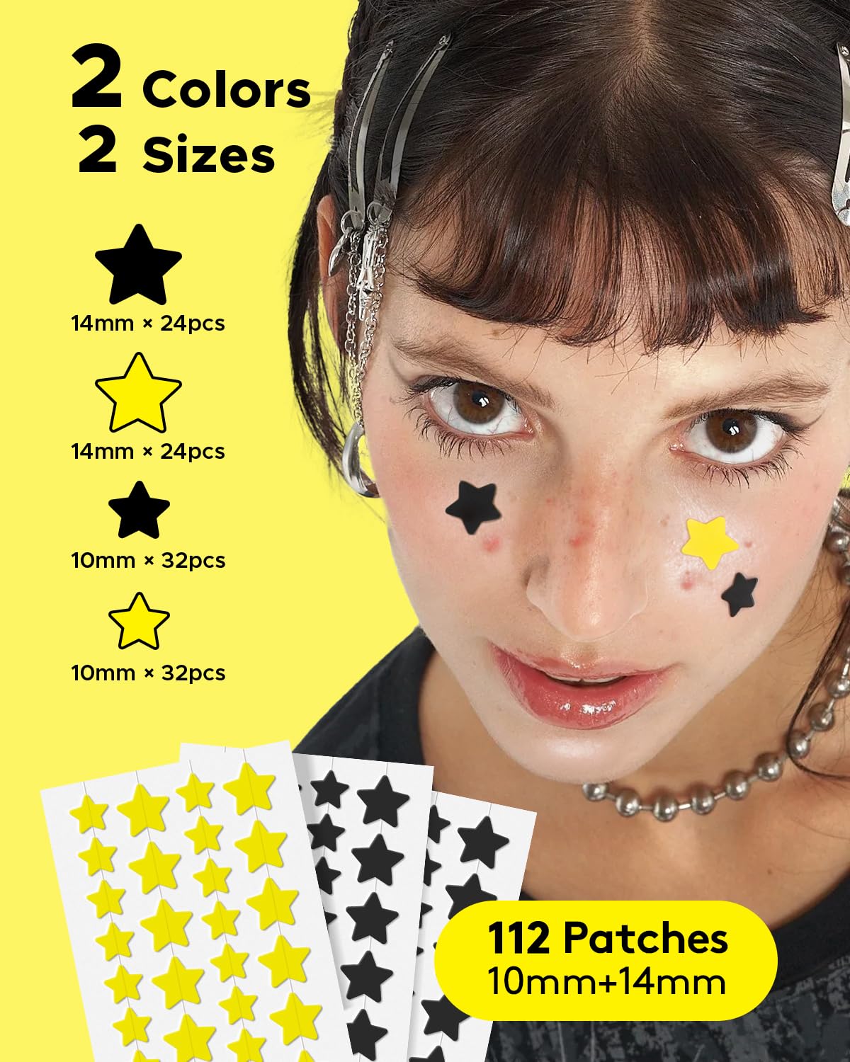 LitBear Acne Patch Pimple Patch, Black Star & Heart Shaped Acne Absorbing Cover Patch, Hydrocolloid Acne Patches For Face Zit Patch Pimple Sticker Acne Dots, Tea Tree Oil + Centella (108 Count)