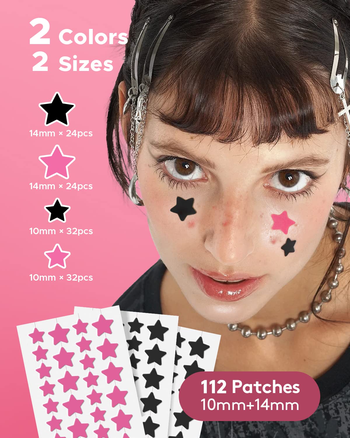 LitBear Acne Patch Pimple Patch, Black Star & Heart Shaped Acne Absorbing Cover Patch, Hydrocolloid Acne Patches For Face Zit Patch Pimple Sticker Acne Dots, Tea Tree Oil + Centella (108 Count)